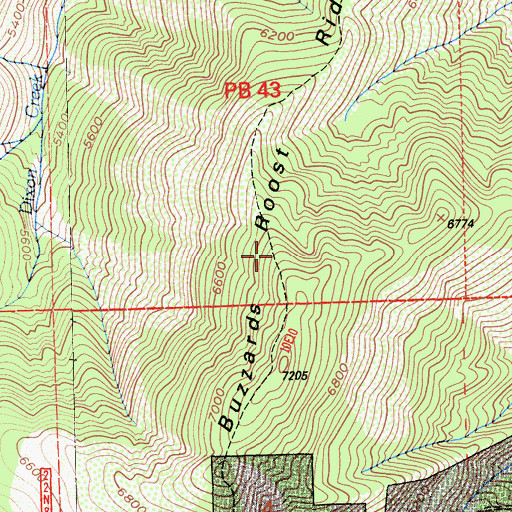Topographic Map of Buzzard Roost Ridge, CA