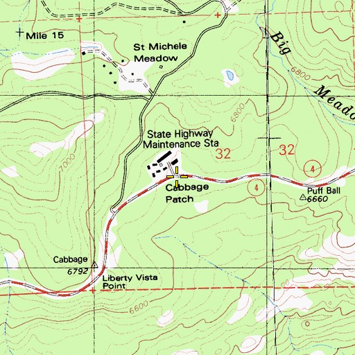 Topographic Map of Cabbage Patch, CA
