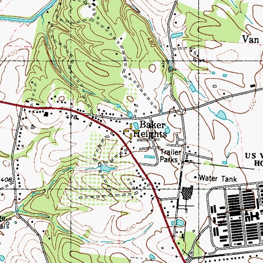 Topographic Map of Baker Heights Volunteer Fire Department Company, WV
