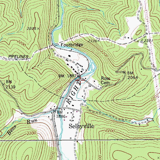 Topographic Map of Selbyville Volunteer Fire Department Station 7, WV
