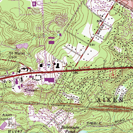 Topographic Map of Aiken Public Safety Station 3, SC