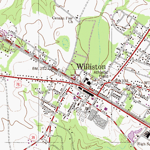 Topographic Map of Williston Fire Department, SC
