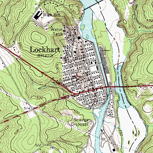 Topographic Map of Lockhart Fire Department, SC