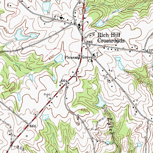 Topographic Map of Rich Hill Fire Department Station 15, SC