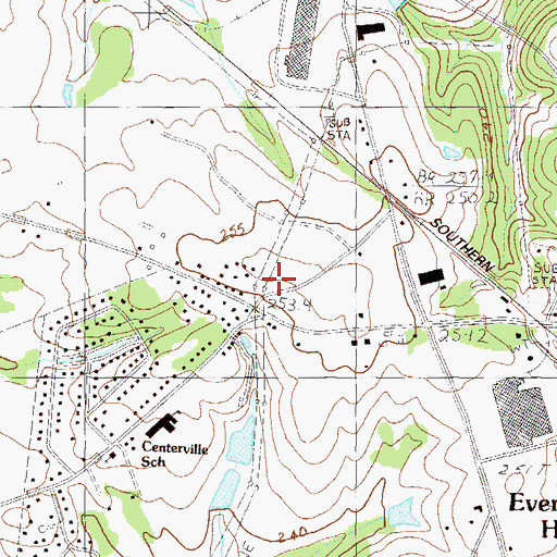 Topographic Map of Centerville Volunteer Fire Department, SC