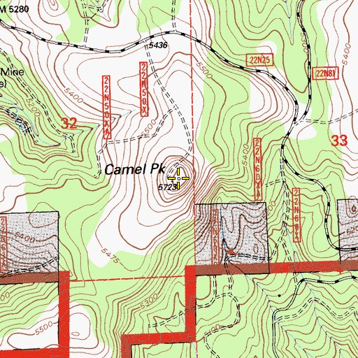 Topographic Map of Camel Peak, CA