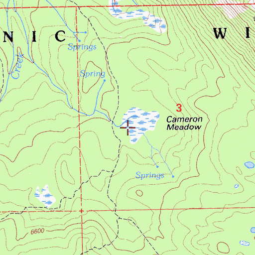 Topographic Map of Cameron Meadow, CA