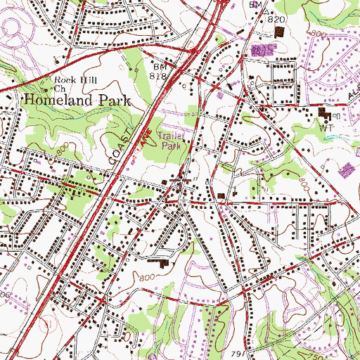 Topographic Map of Anderson County Fire Protection Service Homeland Park, SC