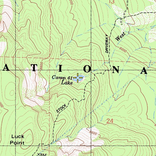 Topographic Map of Camp Sixty One Lake, CA
