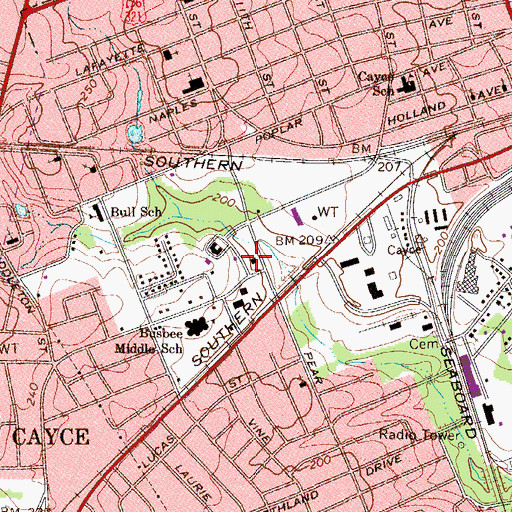 Topographic Map of Cayce Department of Public Safety, SC