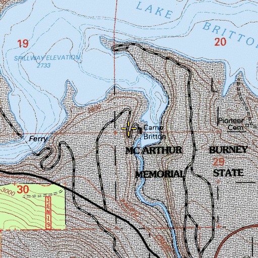 Topographic Map of Camp Britton, CA
