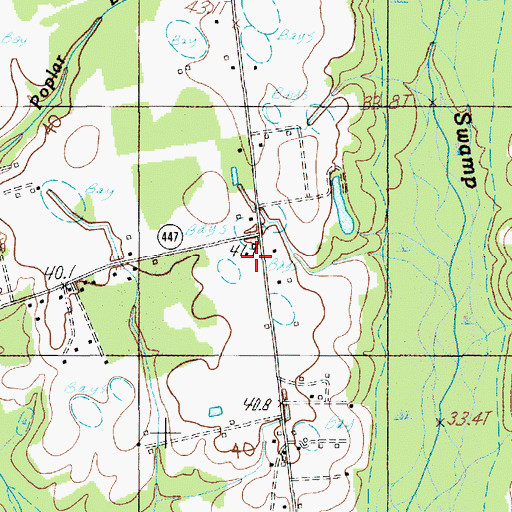 Topographic Map of Sardis - Timmonsville Fire Department, SC
