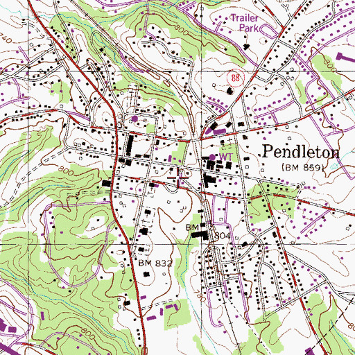 Topographic Map of Pendleton Volunteer Fire Department, SC