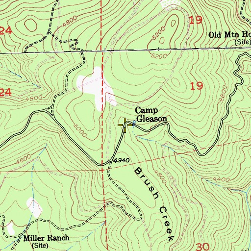 Topographic Map of Camp Gleason, CA