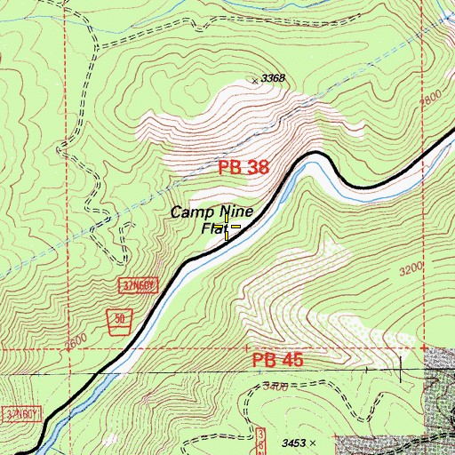 Topographic Map of Camp Nine Flat, CA