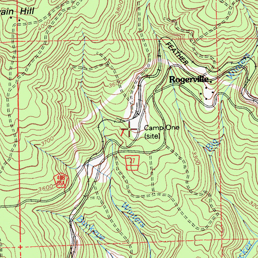 Topographic Map of Camp One, CA