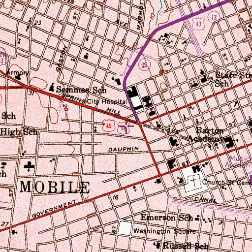 Topographic Map of Midtown Post Office, AL