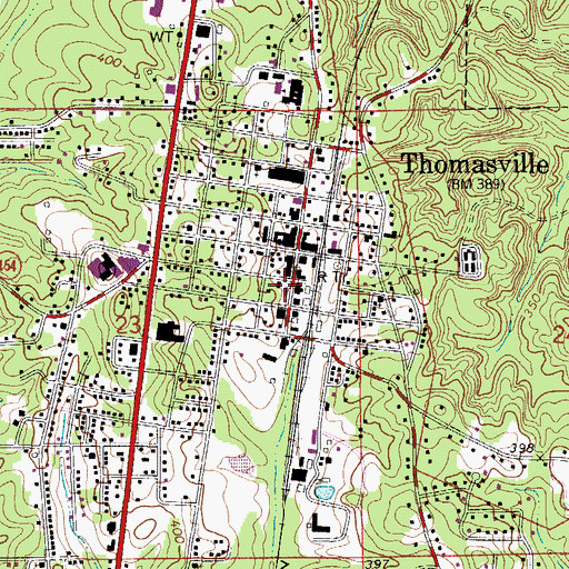 Topographic Map of Thomasville Post Office, AL