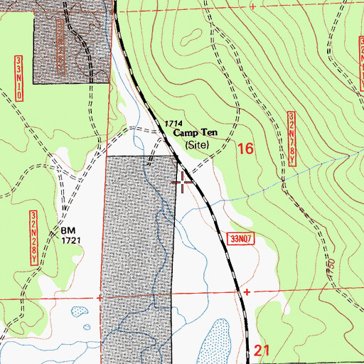 Topographic Map of Camp Ten, CA