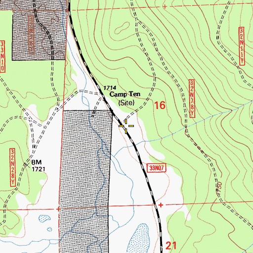 Topographic Map of Camp Ten, CA