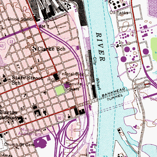 Topographic Map of Battle House Tower, AL