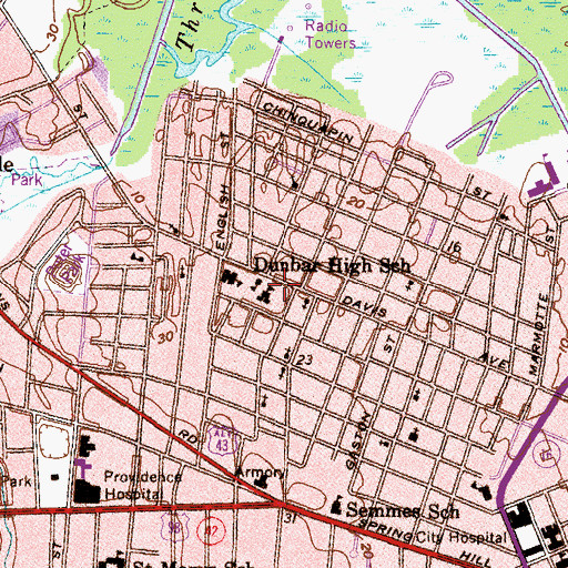 Topographic Map of Franklin Primary Health Center, AL
