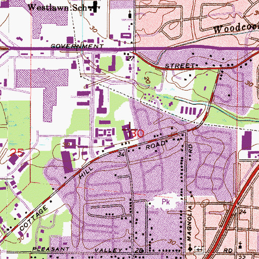 Topographic Map of Bel Air Office Park, AL