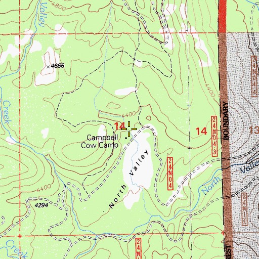 Topographic Map of Campbell Cow Camp, CA