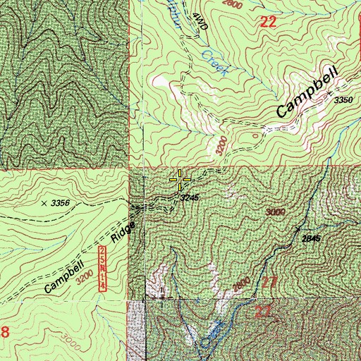 Topographic Map of Campbell Ridge, CA