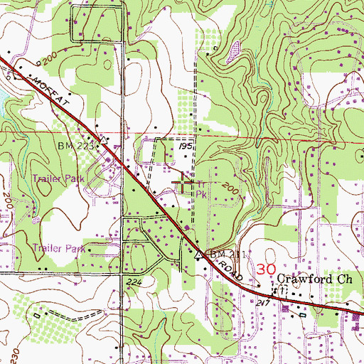 Topographic Map of Green Oak Village Mobile Home Park, AL