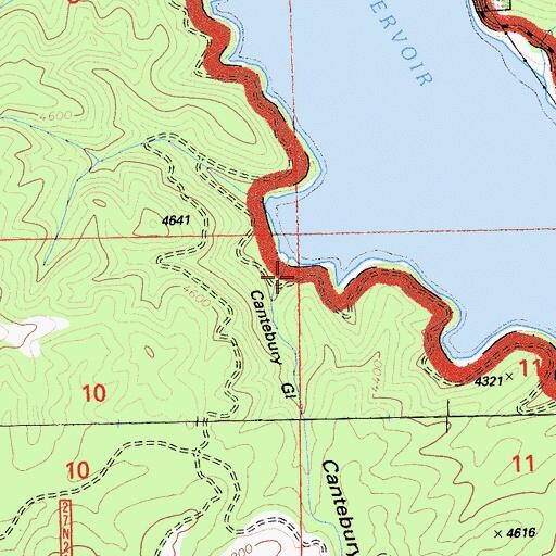 Topographic Map of Cantebury Gulch, CA