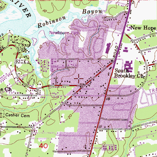 Topographic Map of Mobile Mennonite Church, AL