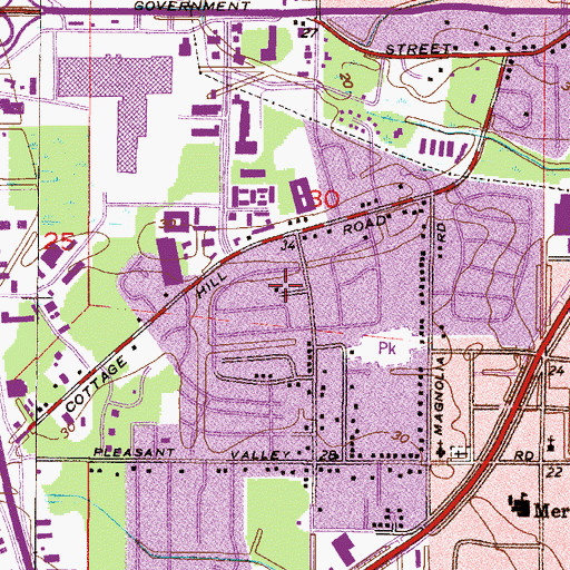 Topographic Map of First Church of God, AL