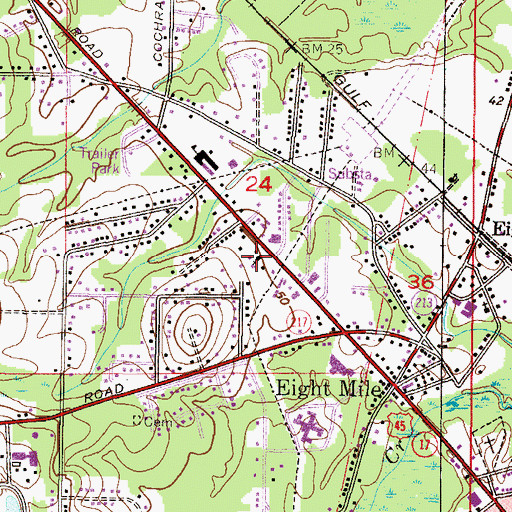 Topographic Map of Eight Mile United Methodist Church, AL