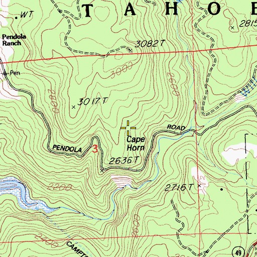 Topographic Map of Cape Horn, CA