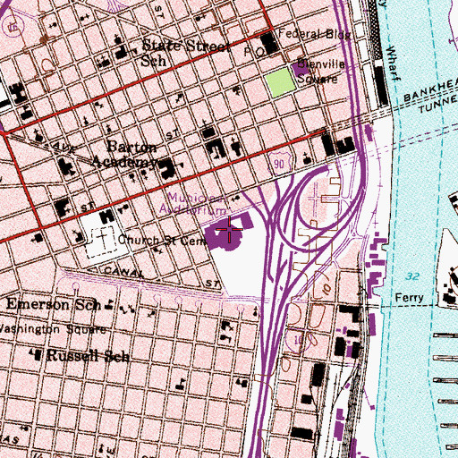 Topographic Map of Mobile Civic Center, AL