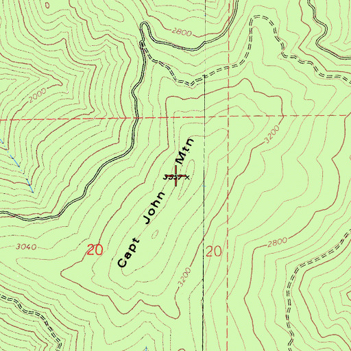 Topographic Map of Captain John Mountain, CA