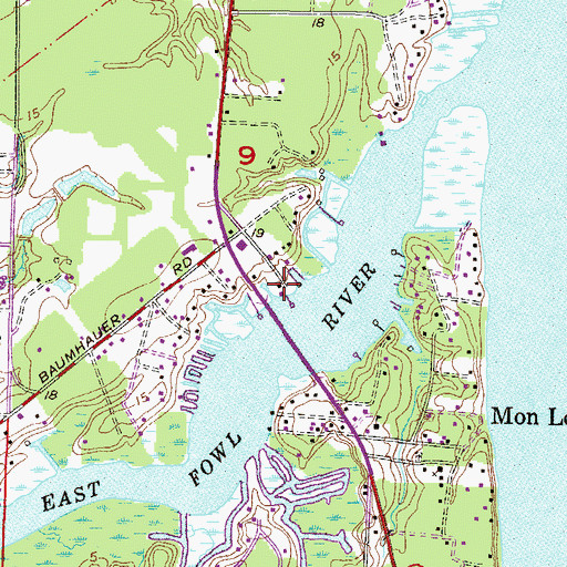 Topographic Map of Fowl River Marina, AL