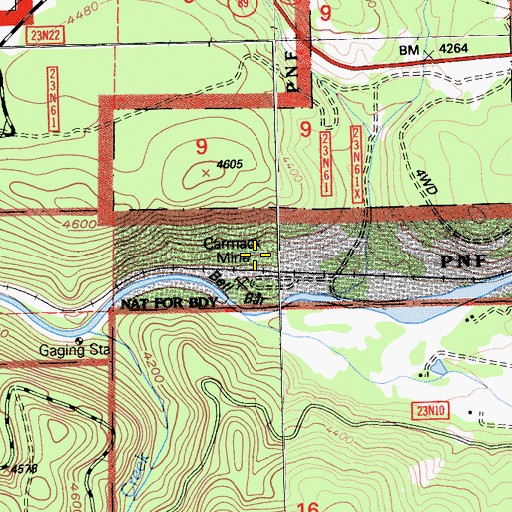 Topographic Map of Carmack Mine, CA