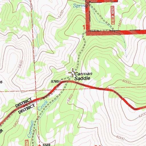 Topographic Map of Carman Saddle, CA