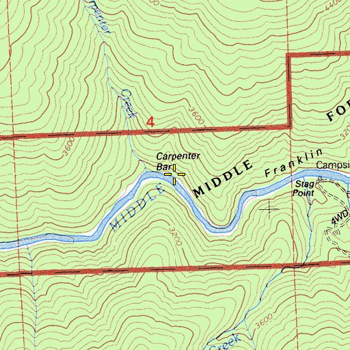 Topographic Map of Carpenter Bar, CA