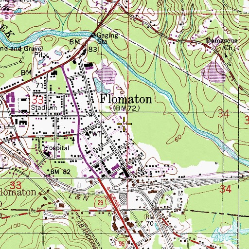 Topographic Map of Flomaton Public Library, AL