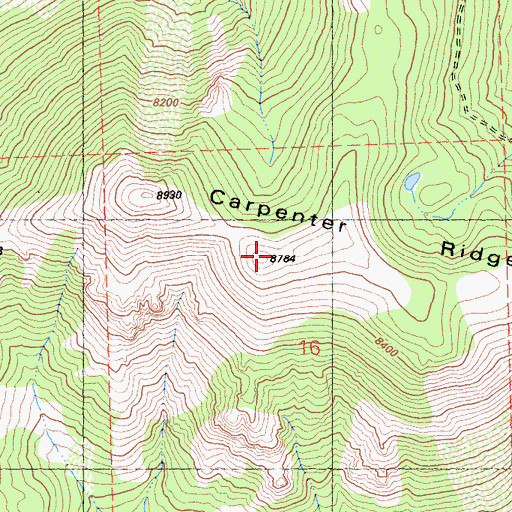 Topographic Map of Carpenter Ridge, CA