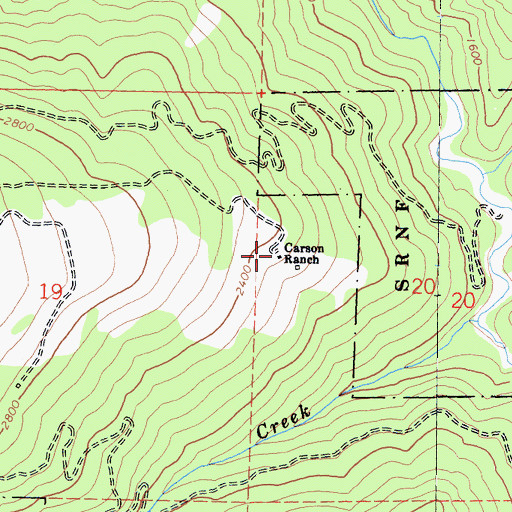 Topographic Map of Carson Ranch, CA