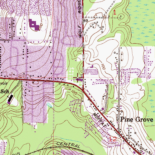 Topographic Map of Wolf Ridge Plaza, AL