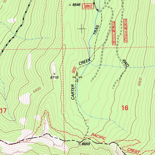 Topographic Map of Carter Meadow Trail (historical), CA