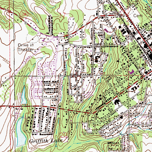 Topographic Map of Adams Street Church of Christ, AL