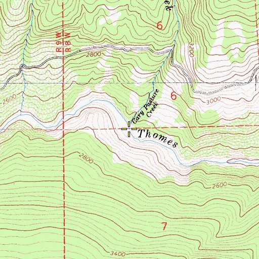 Topographic Map of Cary Pasture Creek, CA