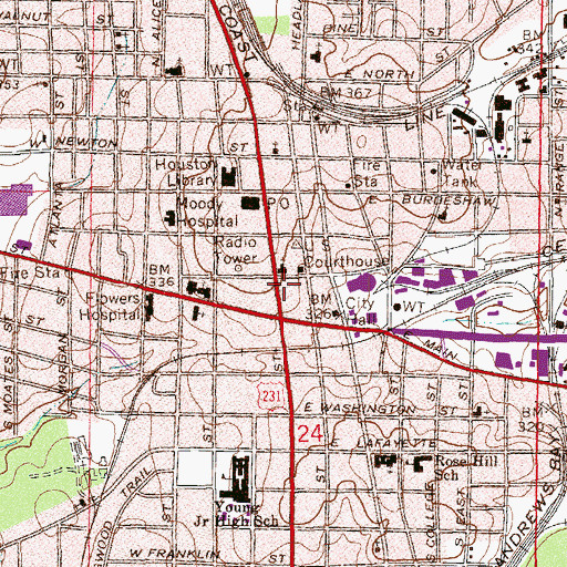 Topographic Map of Houston County Health Department, AL