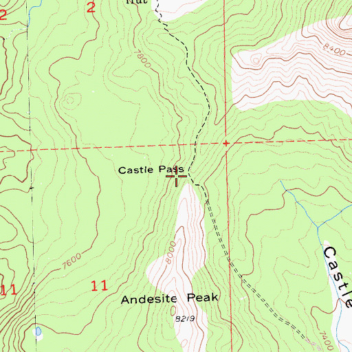 Topographic Map of Castle Pass, CA